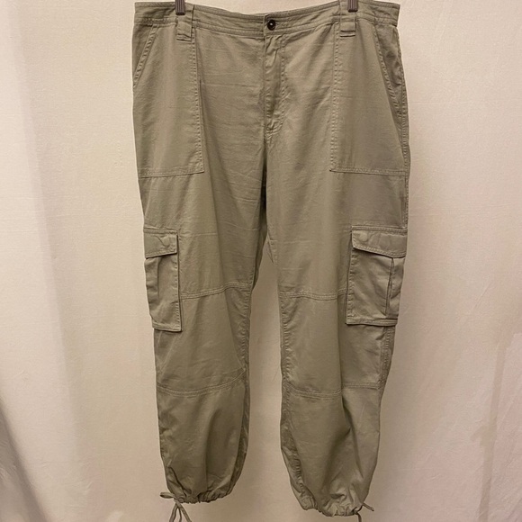 Abercrombie XL Cargo Relaxed Jogger Pants Women’s Tan Beige Cotton Lyocell - Picture 11 of 12